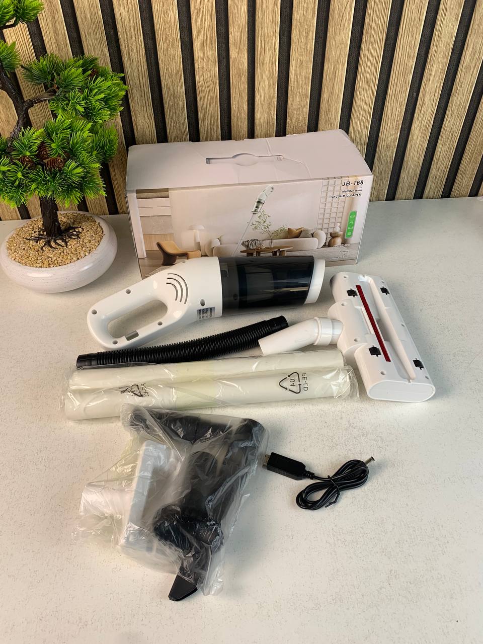 6-in-1 Portable Vacuum Cleaner JB-168, 1800 mAh Battery, HEPA Filter