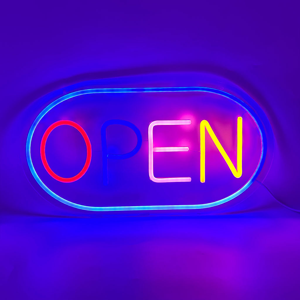 لوحة نيون LED مضيئة بكلمة Open