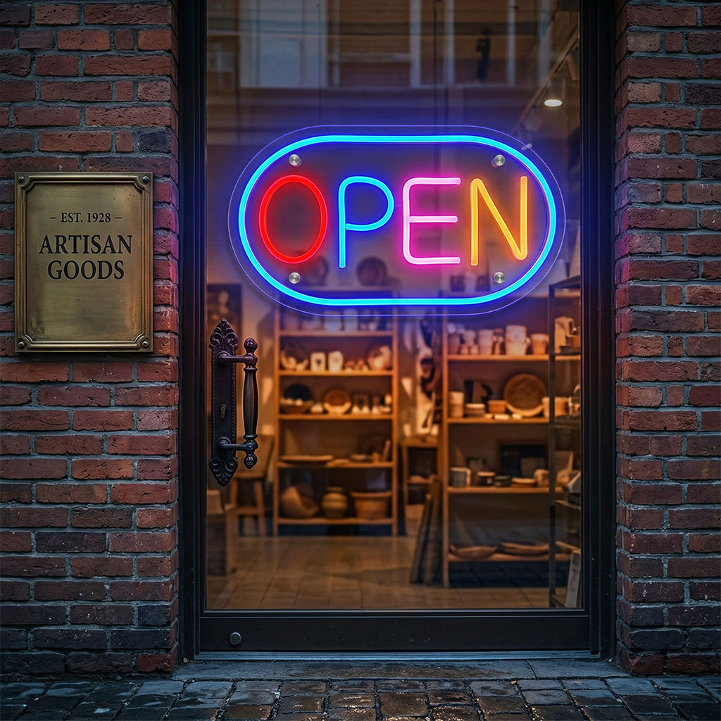 لوحة نيون LED مضيئة بكلمة Open
