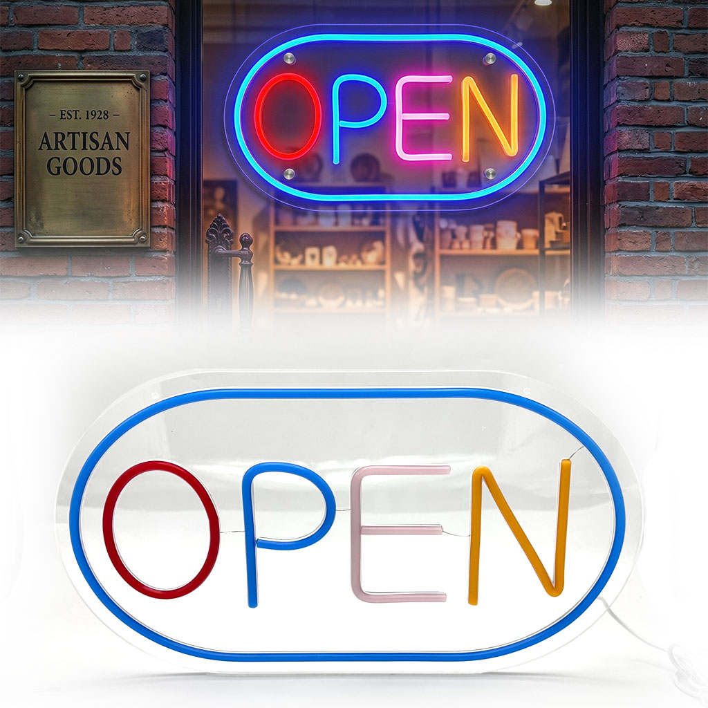لوحة نيون LED مضيئة بكلمة Open