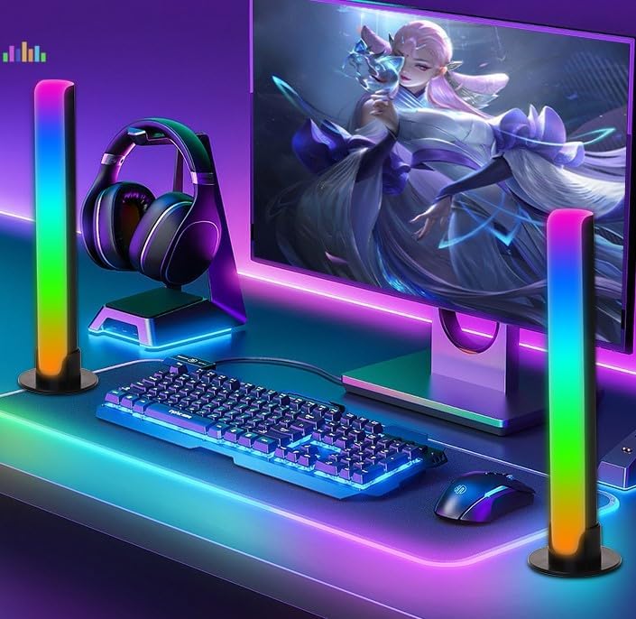 شريط إضاءة LED RGB متزامن مع الموسيقى، قطعتان، 8 أوضاع