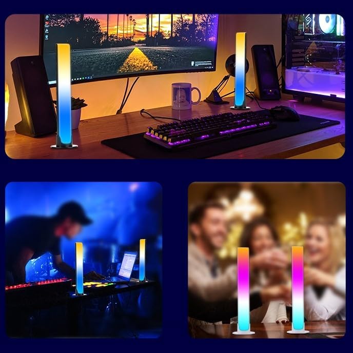 شريط إضاءة LED RGB متزامن مع الموسيقى، قطعتان، 8 أوضاع