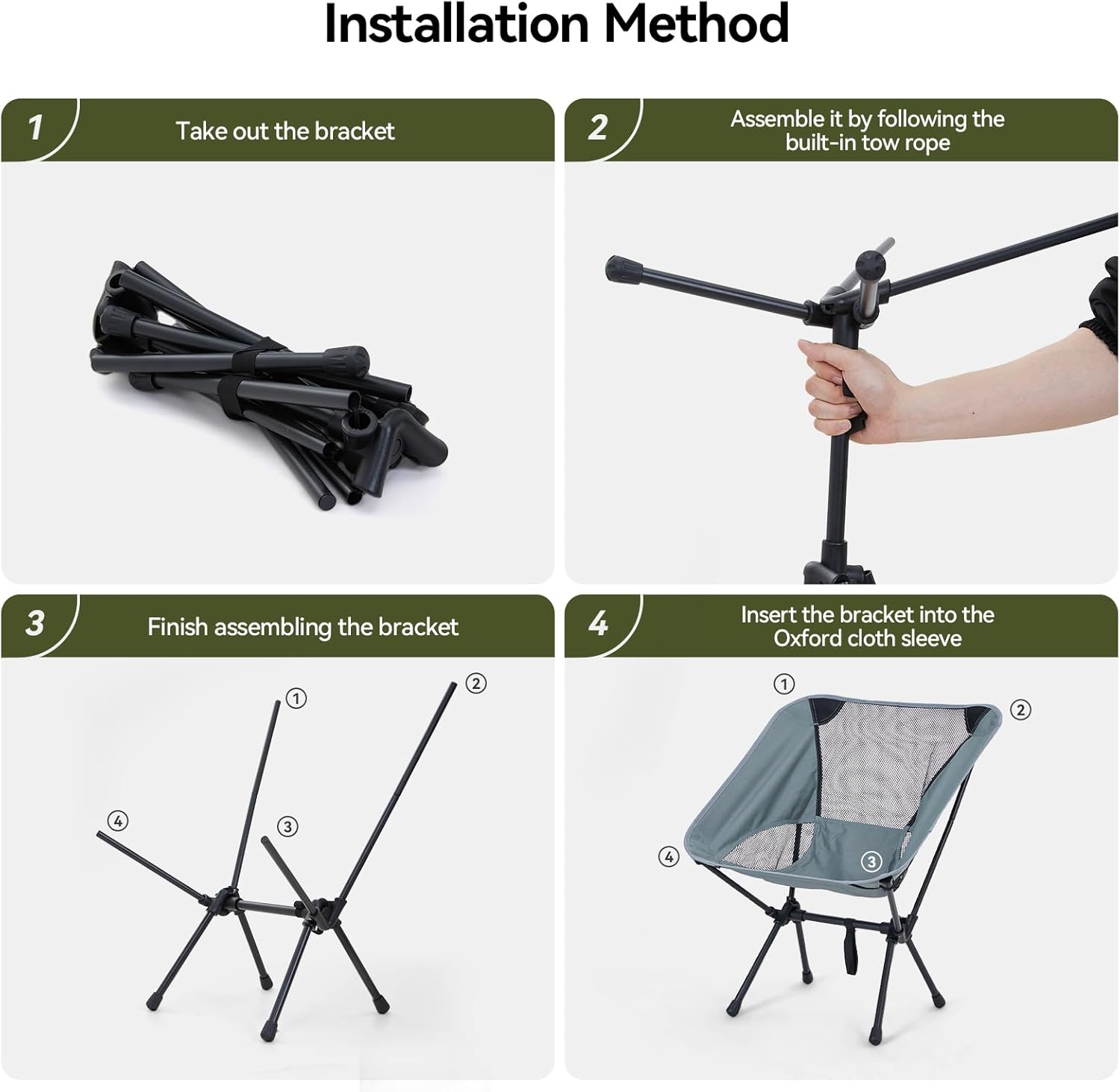Ultra-lightweight folding camping chair with pouch