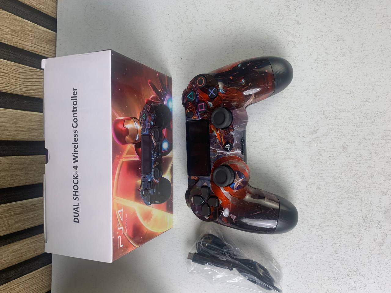وحدة تحكم لاسلكية سوني دوال شوك لجهاز PS4، نسخة كابتن أمريكا (نسخة مقلدة)
