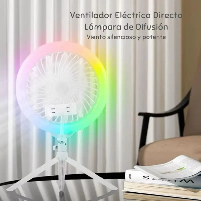 مصباح حلقة LED RGB مع مروحة وحامل مرن