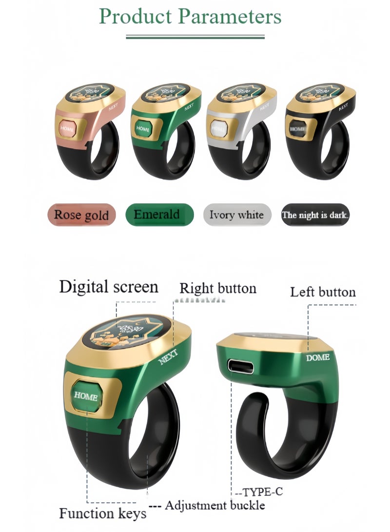 S6 Smart Zikr Ring with Color OLED Screen