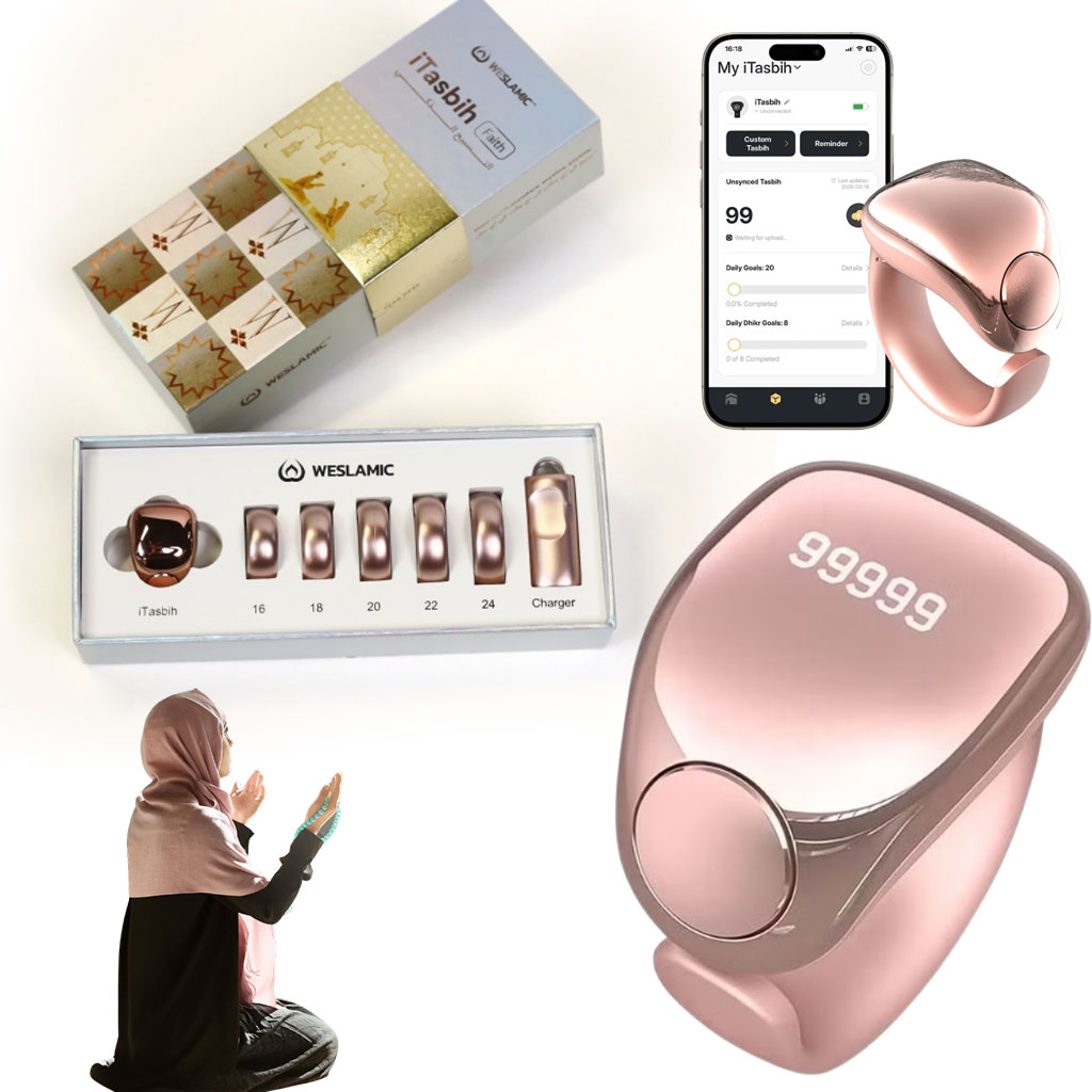 خاتم التسبيح الذكي iTasbih Faith+ مقاوم للماء بشاشة OLED - ذهبي