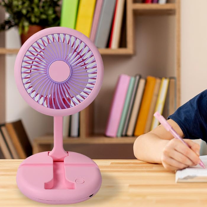 مروحة مكتب قابلة للطي وقابلة للشحن مع حامل هاتف