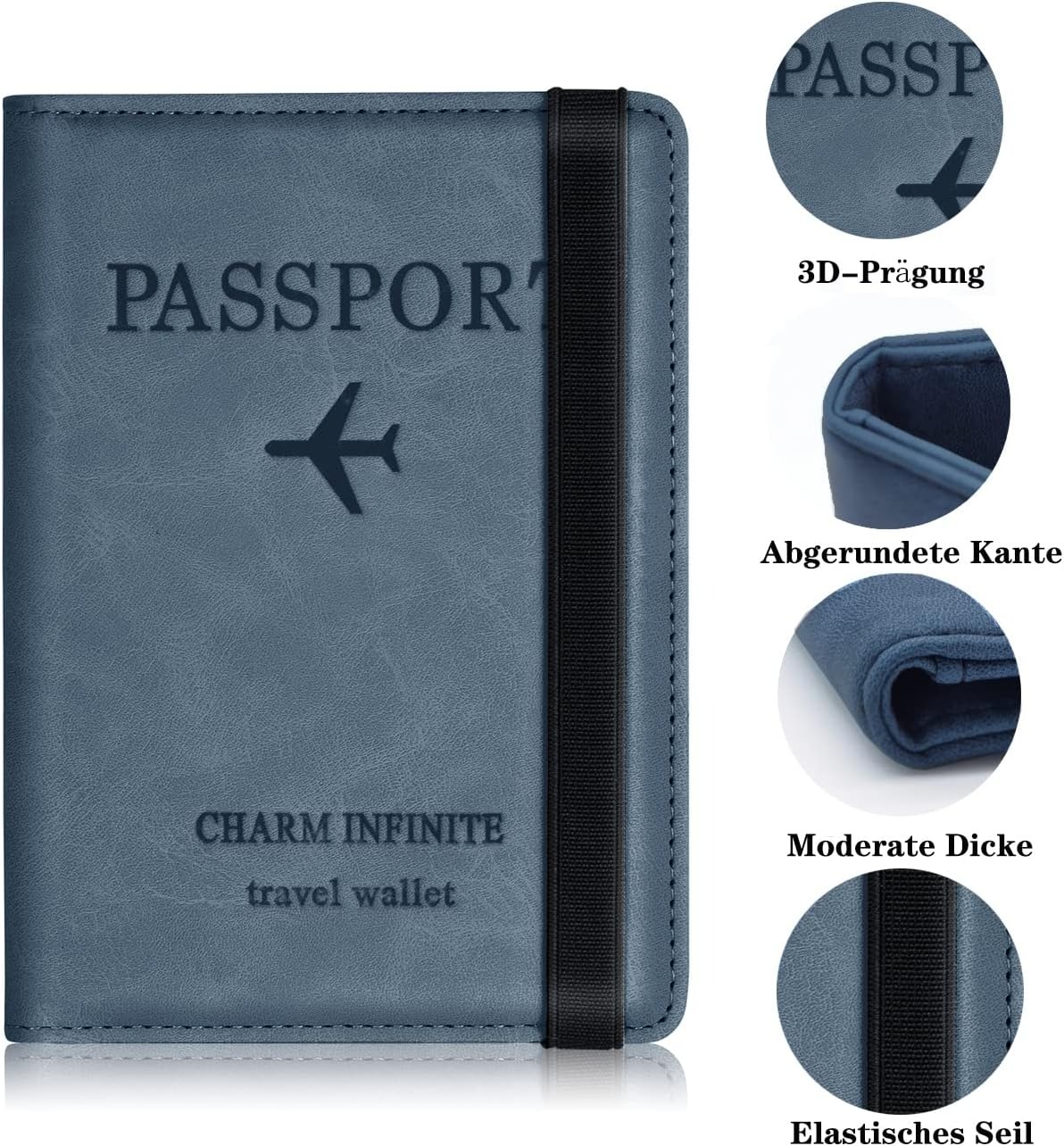 حافظة جواز سفر جلدية بشريط مطاطي