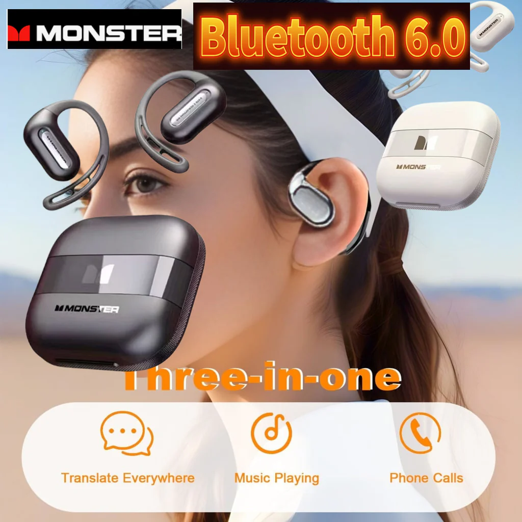Monster Aura Fit GT29 Open-Back Wireless Earbuds with AI Translation
