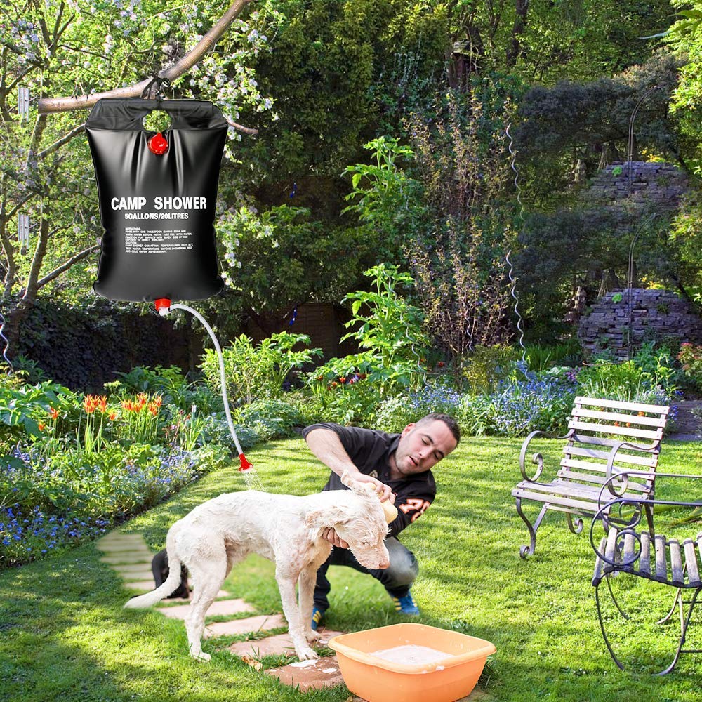 Sac de douche solaire portable 20L avec pommeau interchangeable