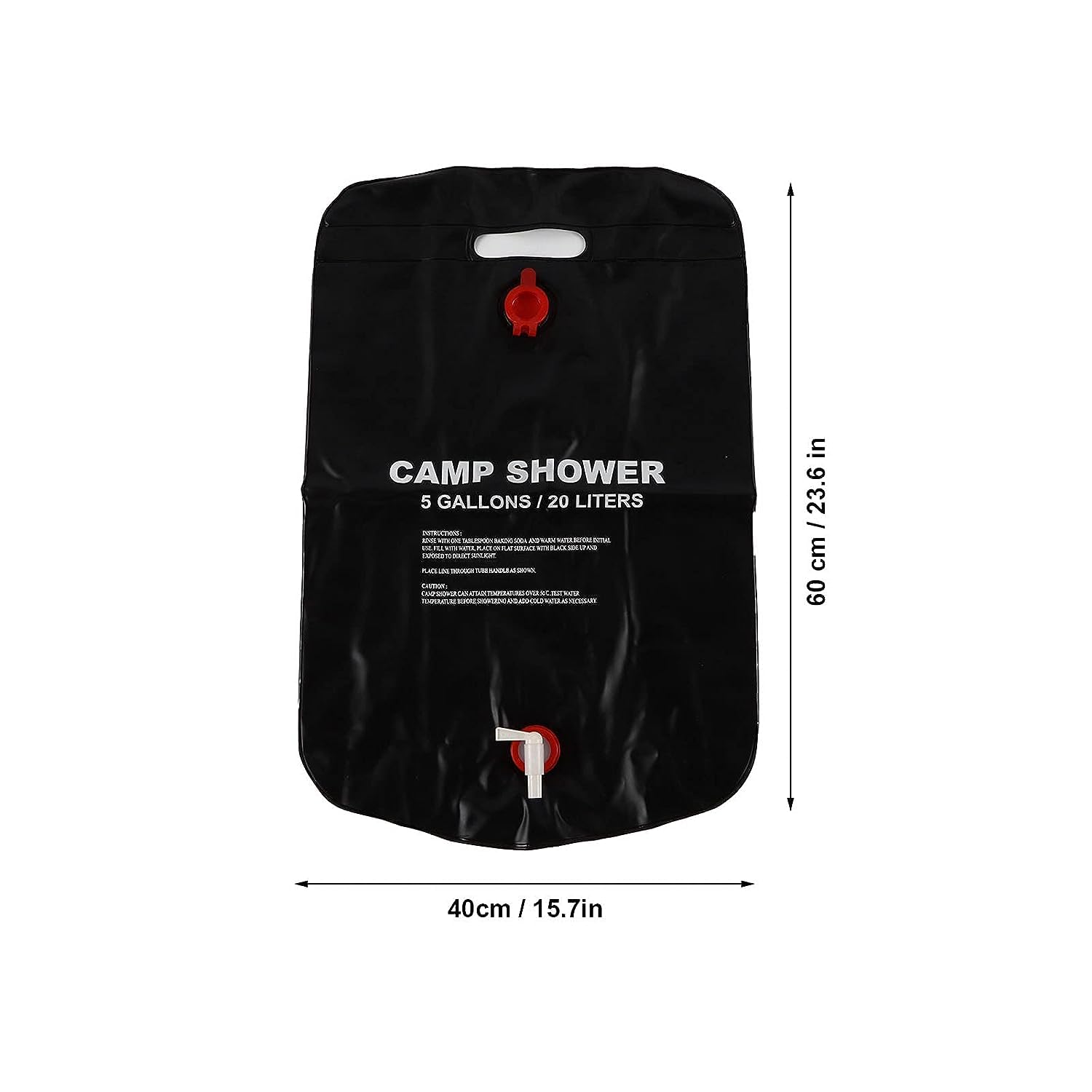 Sac de douche solaire portable 20L avec pommeau interchangeable