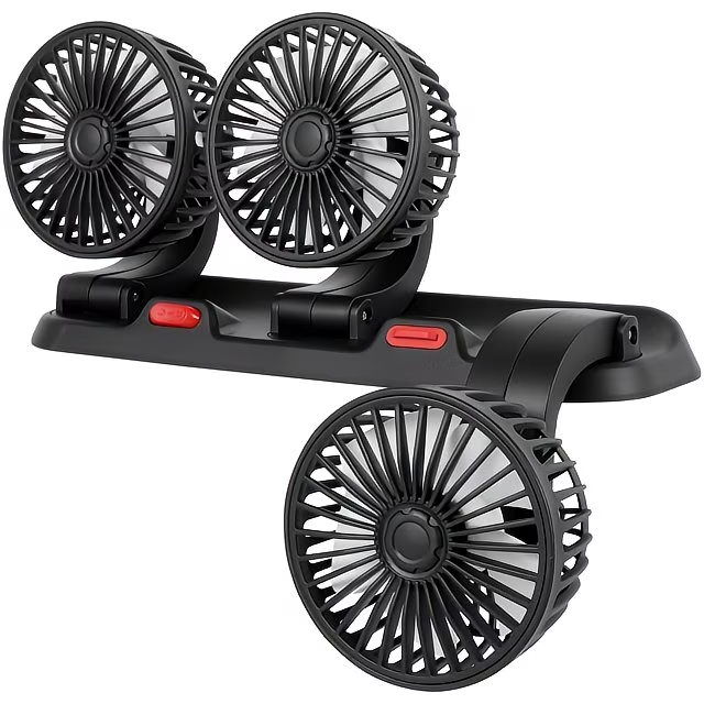 3-Head USB Car Fan 360° Adjustable 12/24V
