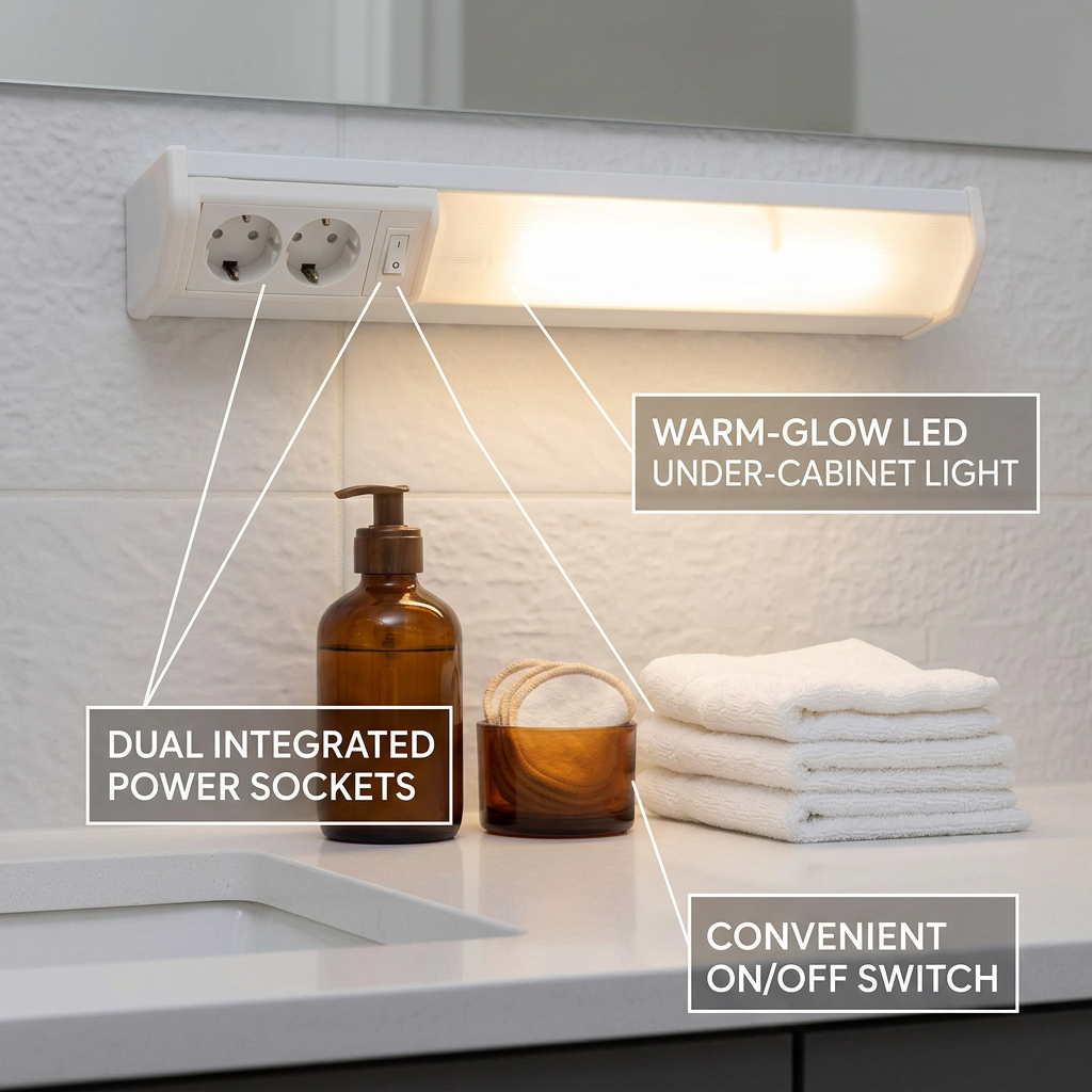 Linear wall light 10W 50cm with 2 sockets