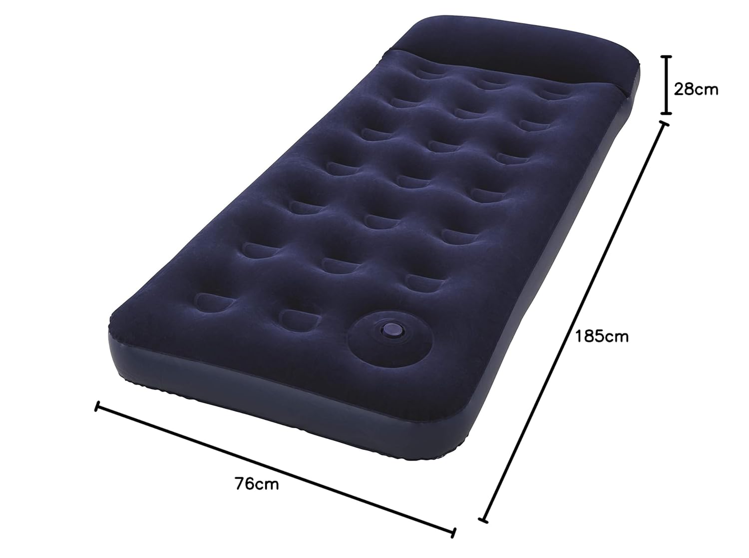 Inflatable air mattress with built-in foot pump 185x76cm