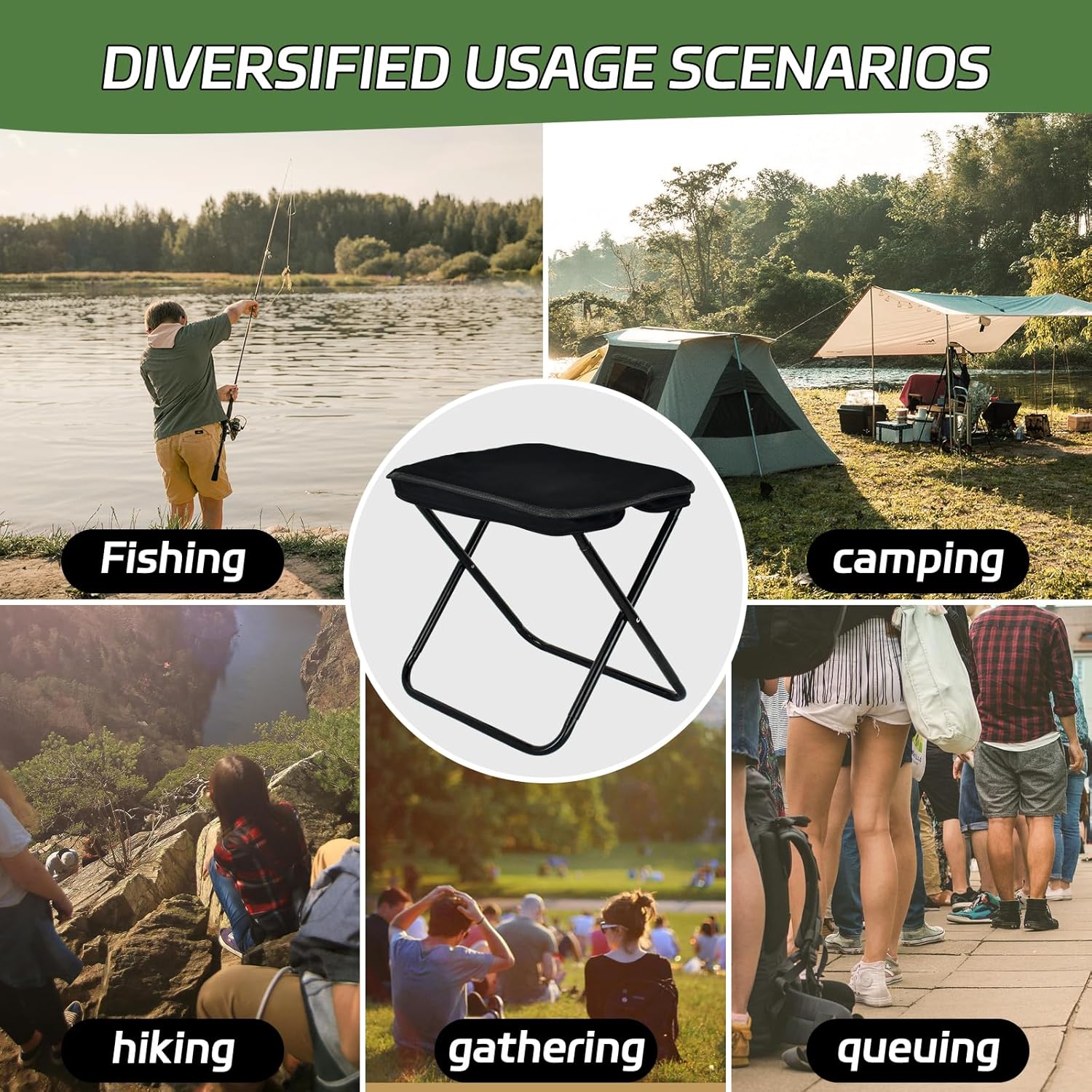 Tabouret de camping pliable ultra-léger