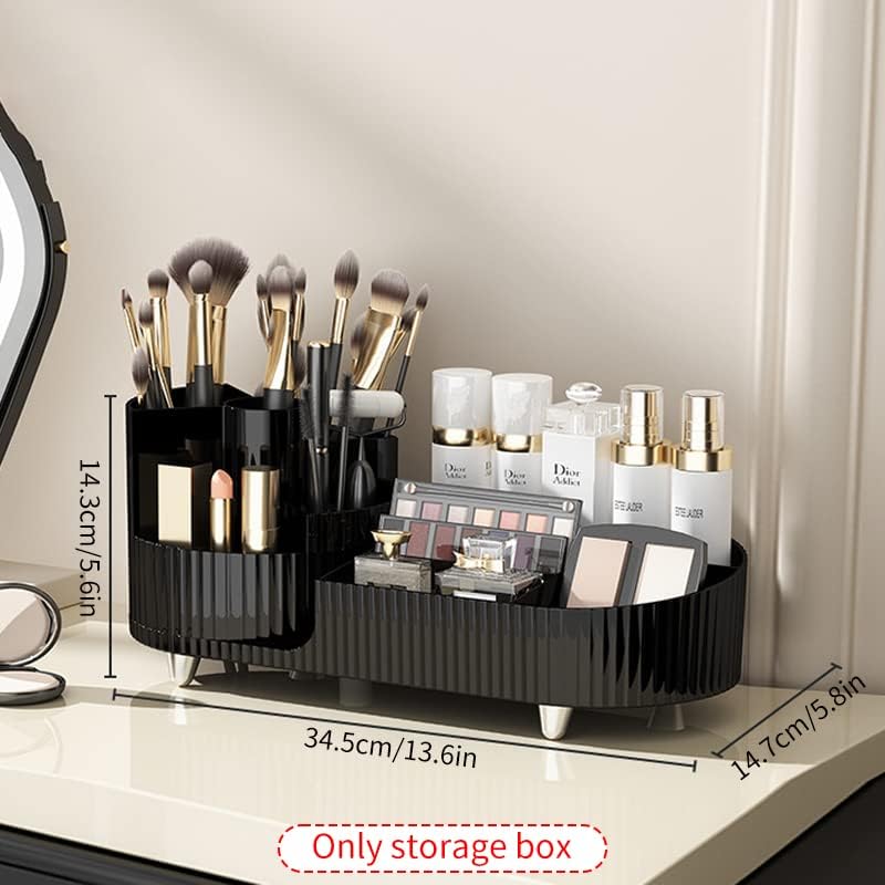 360° Rotating Makeup Organizer with Two Zones