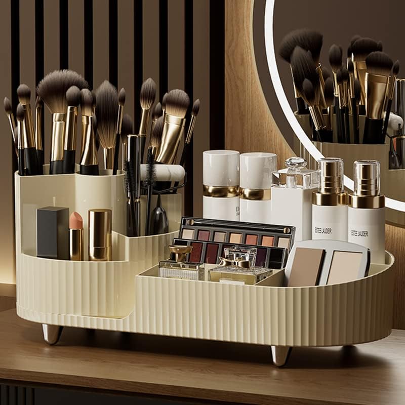 360° Rotating Makeup Organizer with Two Zones