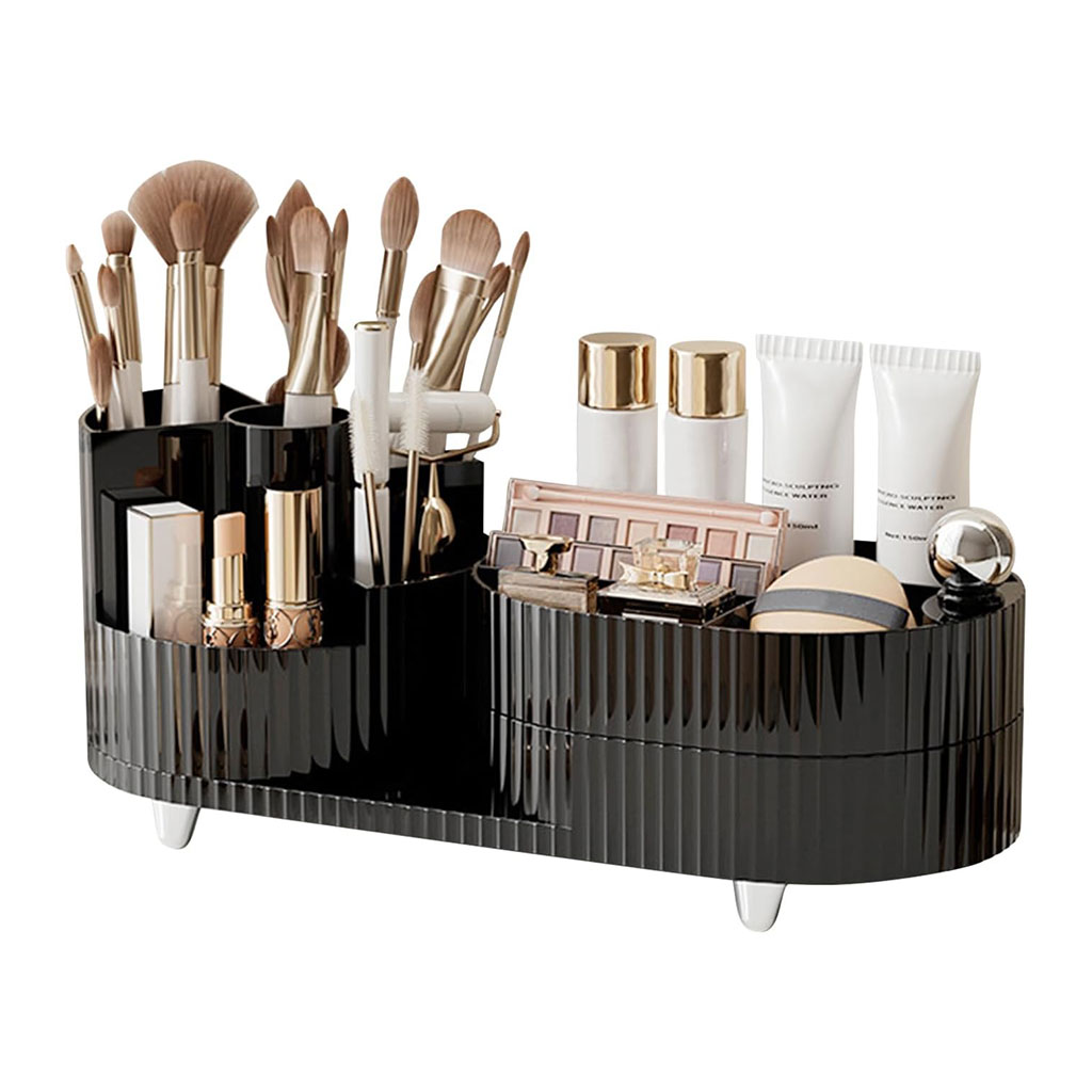 360° Rotating Makeup Organizer with Two Zones