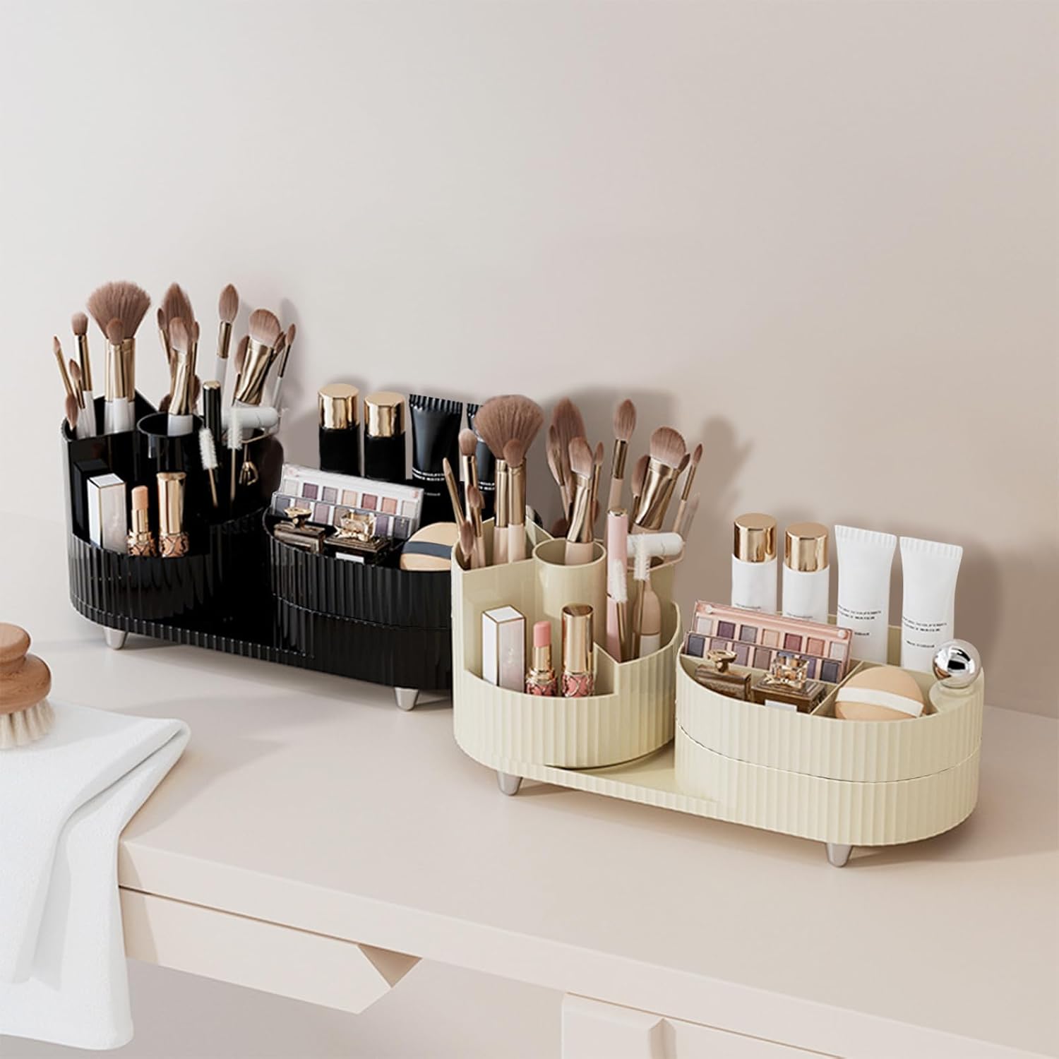 360° Rotating Makeup Organizer with Two Zones