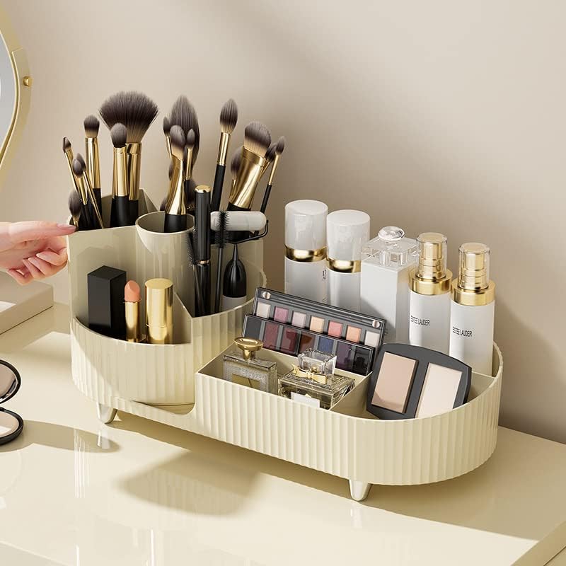 360° Rotating Makeup Organizer with Two Zones