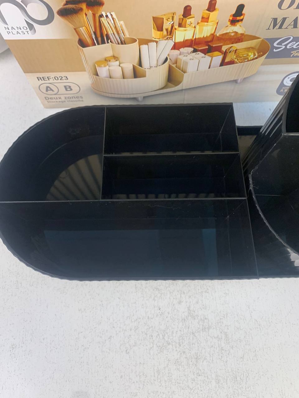 360° Rotating Makeup Organizer with Two Zones