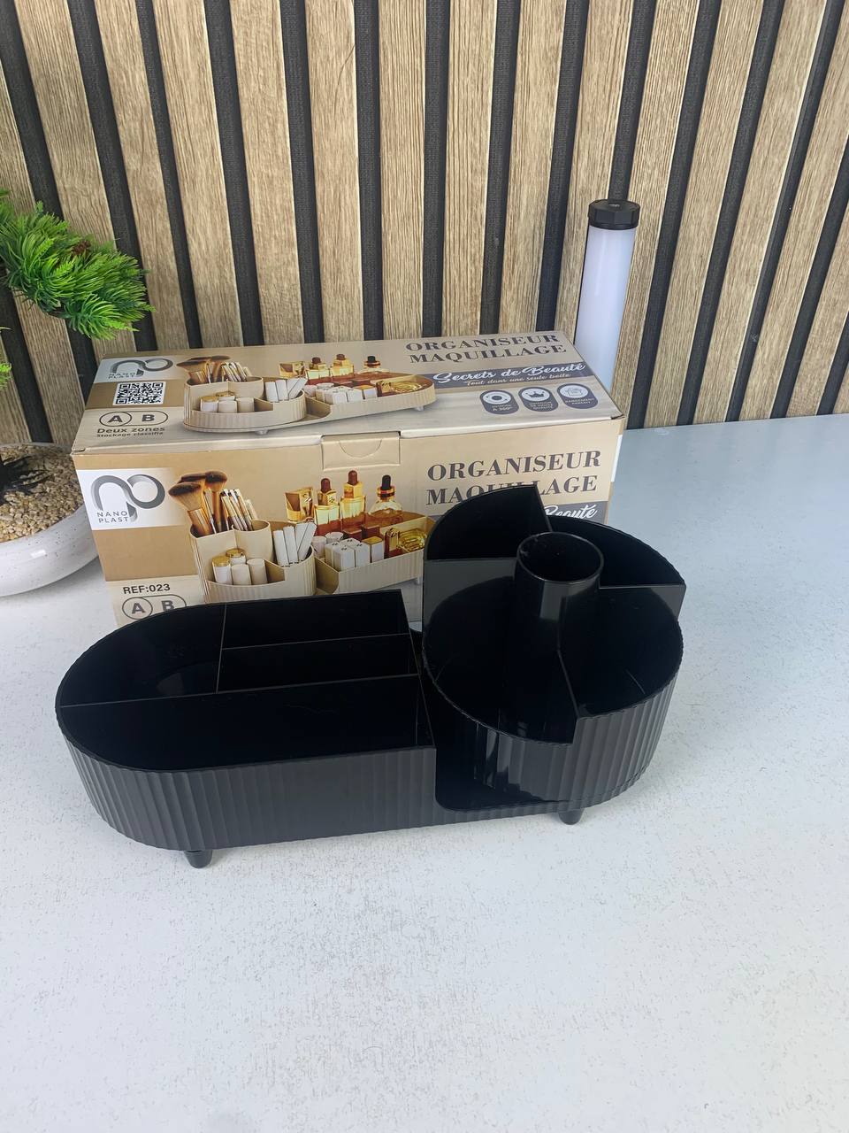 360° Rotating Makeup Organizer with Two Zones