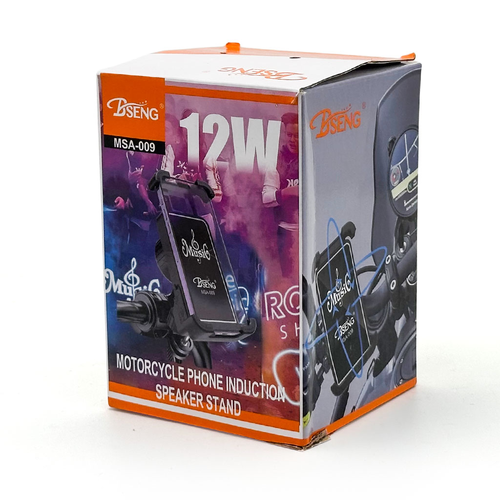 Phone stand with speaker and wireless charger