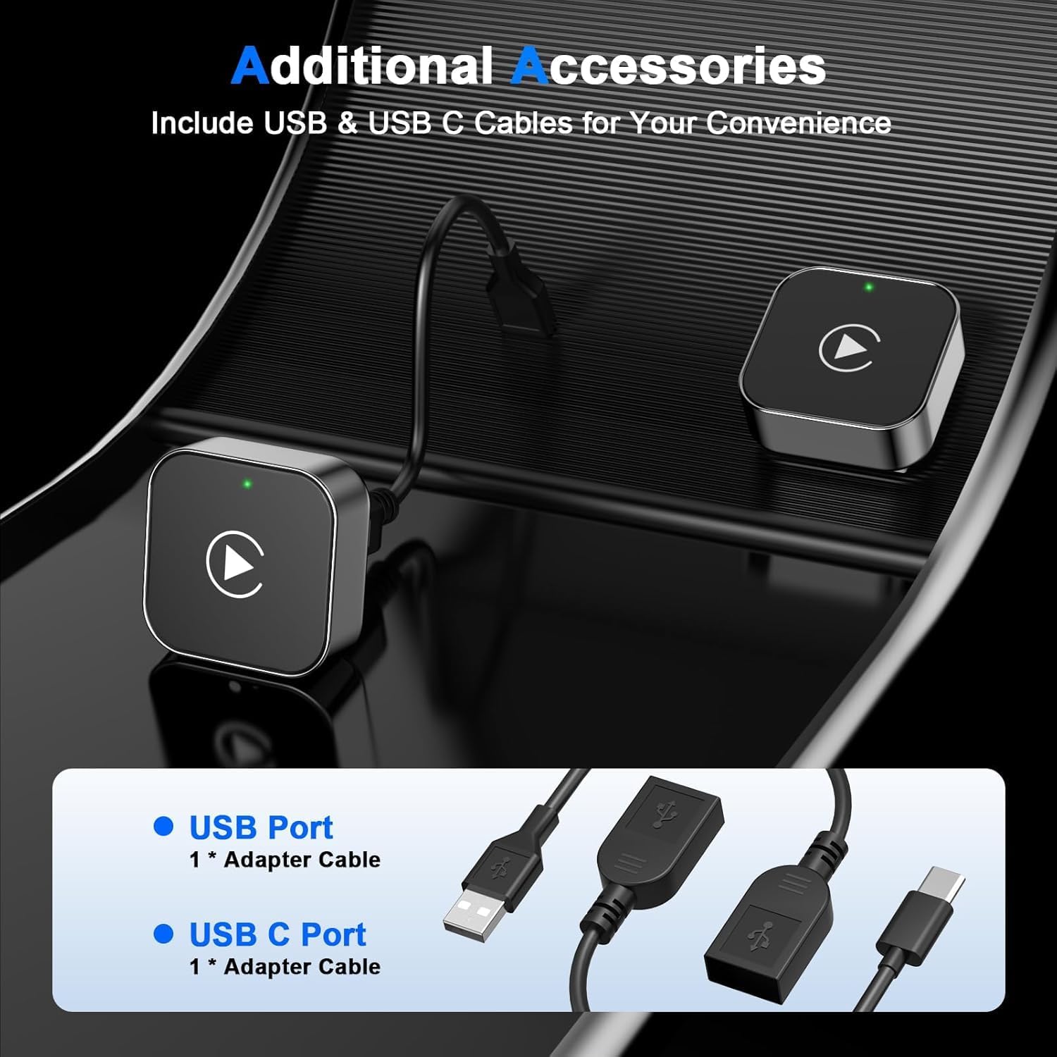 2-in-1 Wireless CarPlay and Android Auto Car Adapter