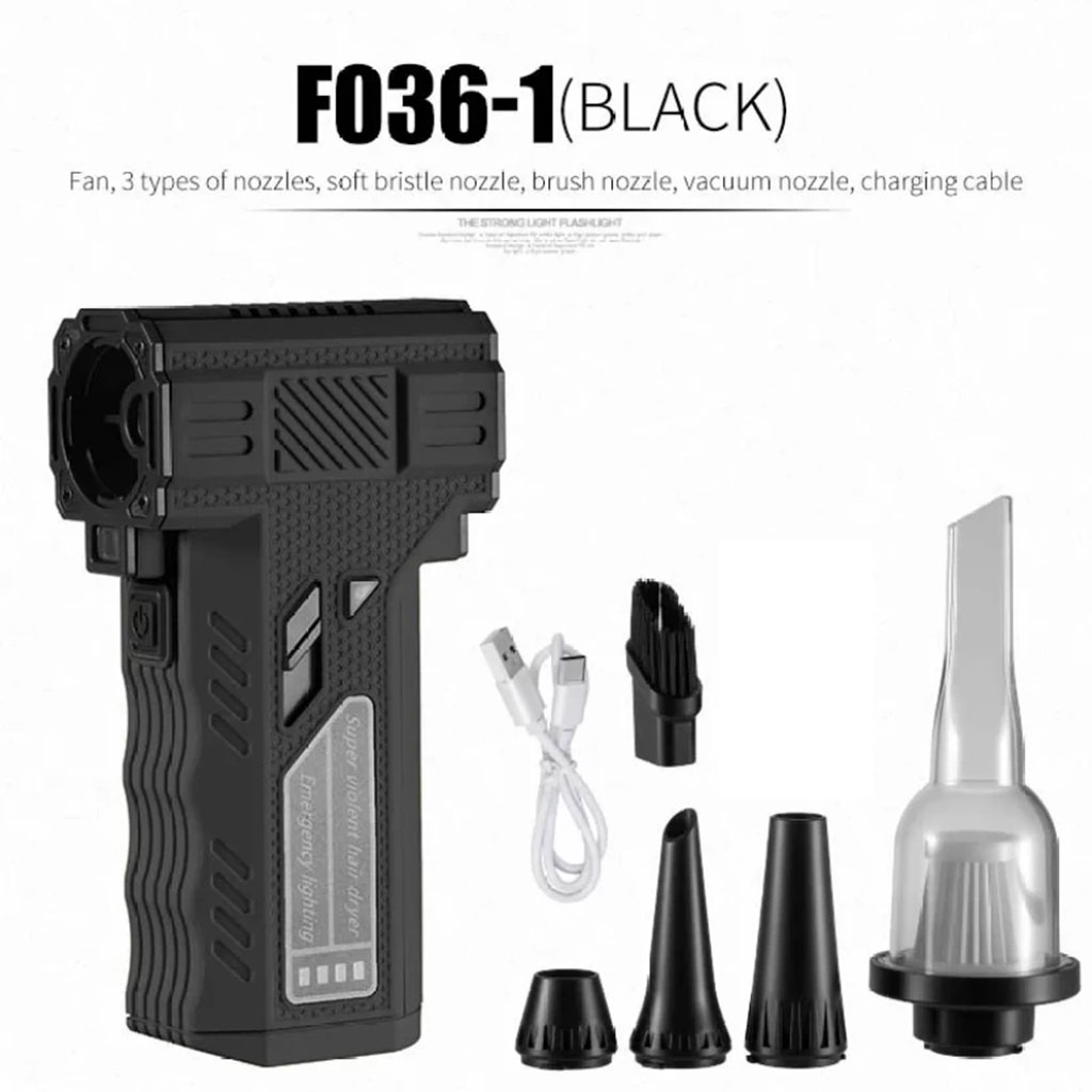 Portable turbo blower and vacuum cleaner F036-1 with accessories