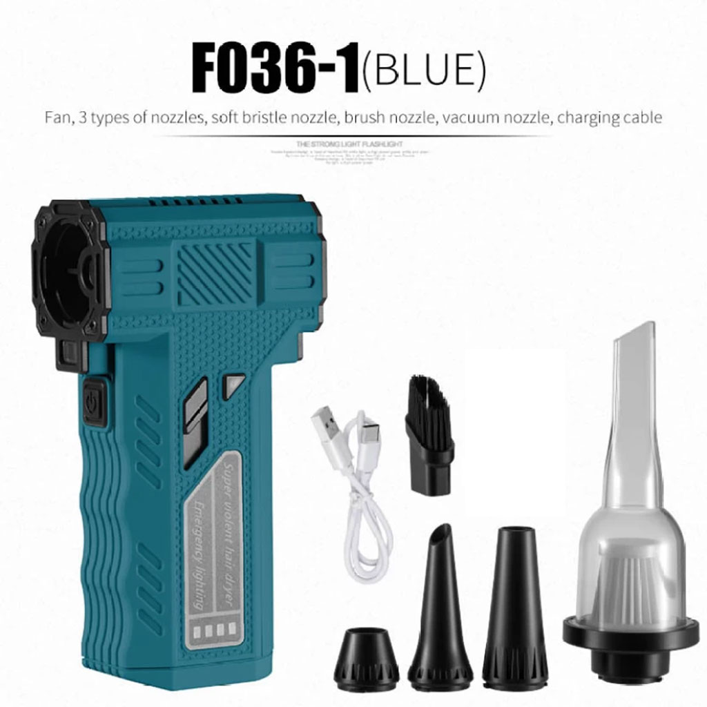Portable turbo blower and vacuum cleaner F036-1 with accessories