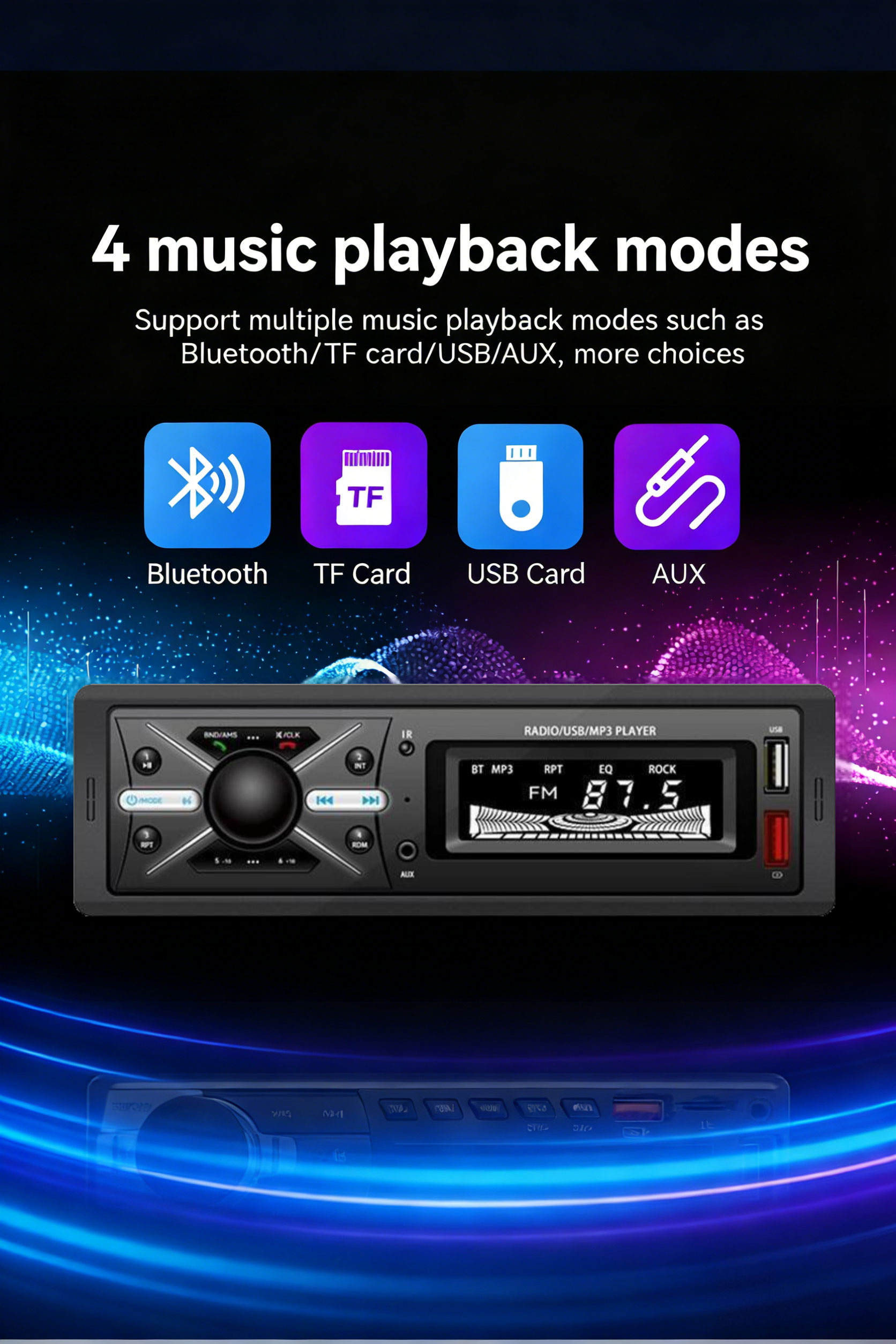 1 DIN Car Multimedia MP3 Player with Bluetooth