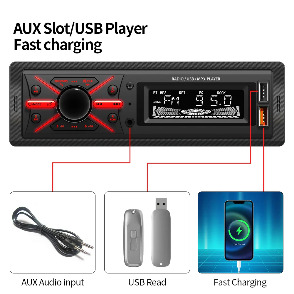 1 DIN Car Multimedia MP3 Player with Bluetooth