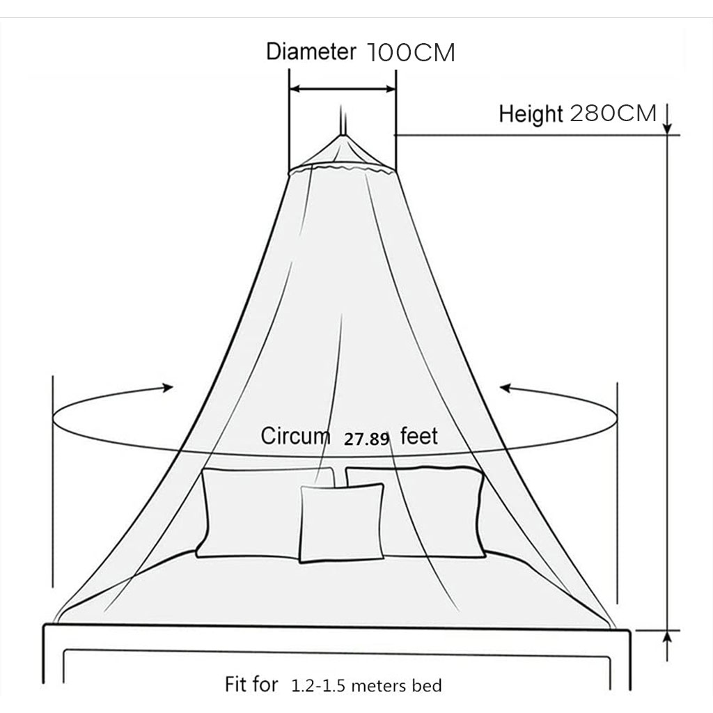 Circular hanging bed mosquito net with lace trim