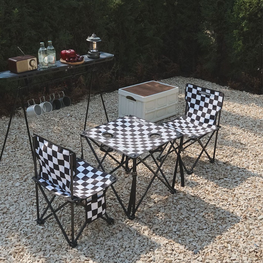 Ensemble de camping pliable, table et 2 chaises
