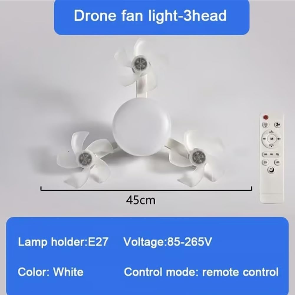 Ventilateur de plafond LED style drone avec télécommande