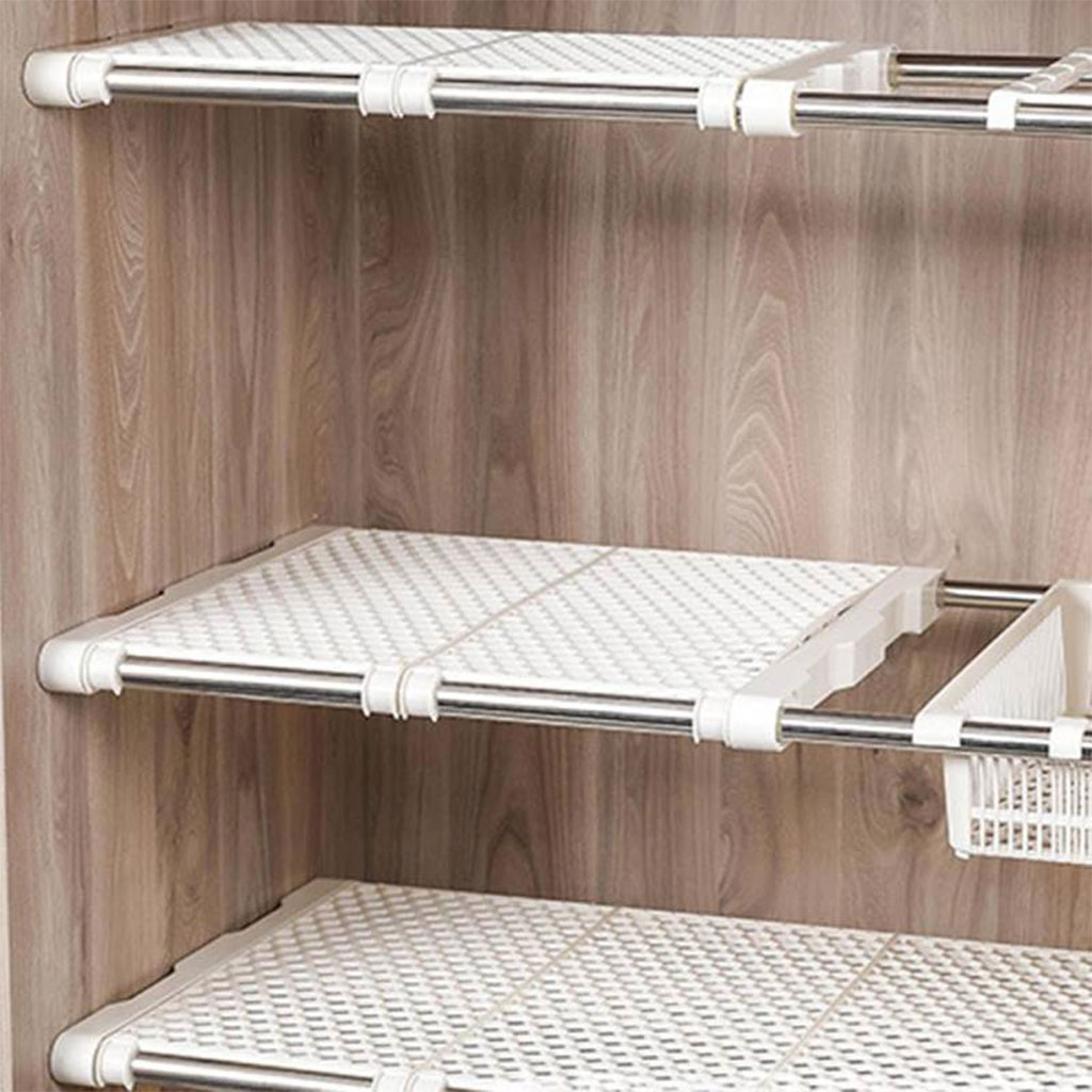 Extendable wall closet shelf with telescopic rod, 1 piece