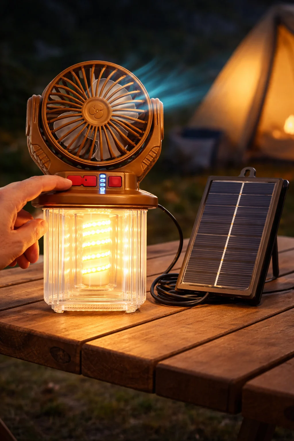 2-in-1 Rechargeable Solar Camping Lantern and Fan