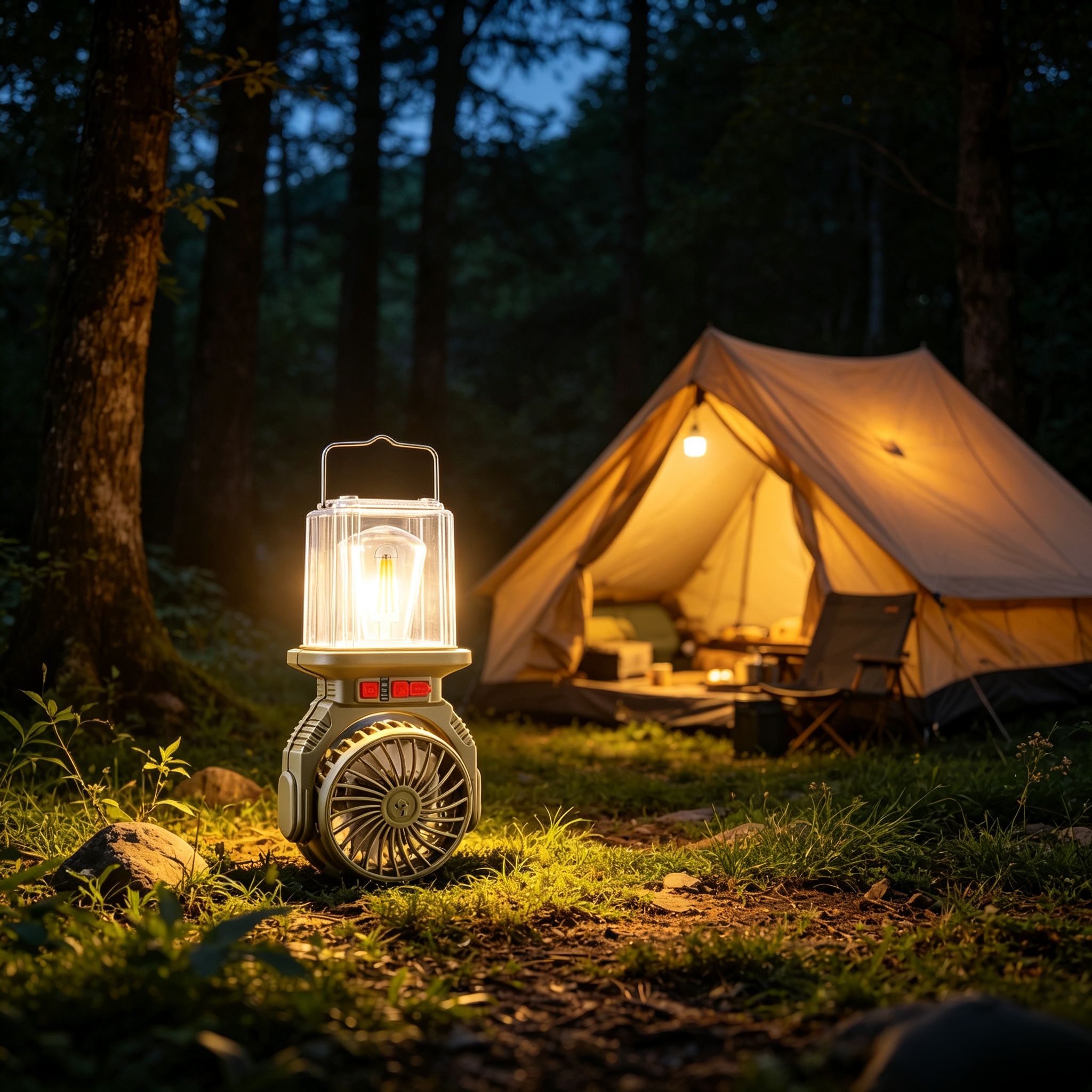 2-in-1 Rechargeable Solar Camping Lantern and Fan