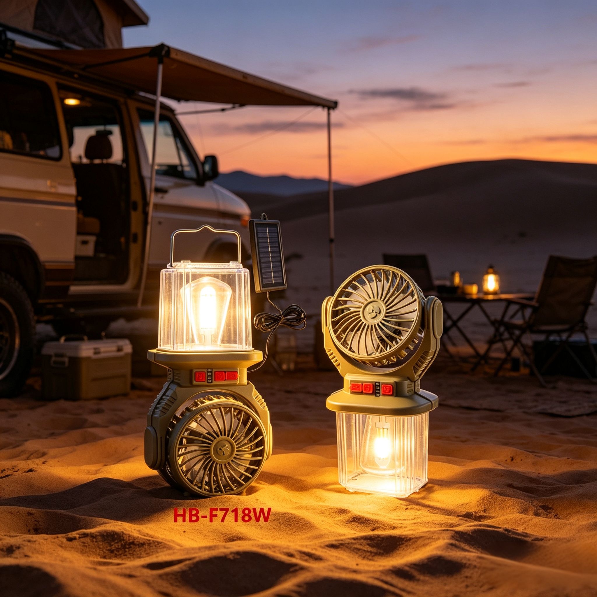 2-in-1 Rechargeable Solar Camping Lantern and Fan