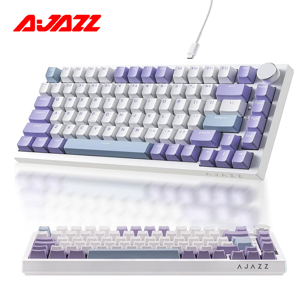 لوحة مفاتيح ميكانيكية Ajazz AK820 أرجواني مع مقبض صوت وهيكل Gasket