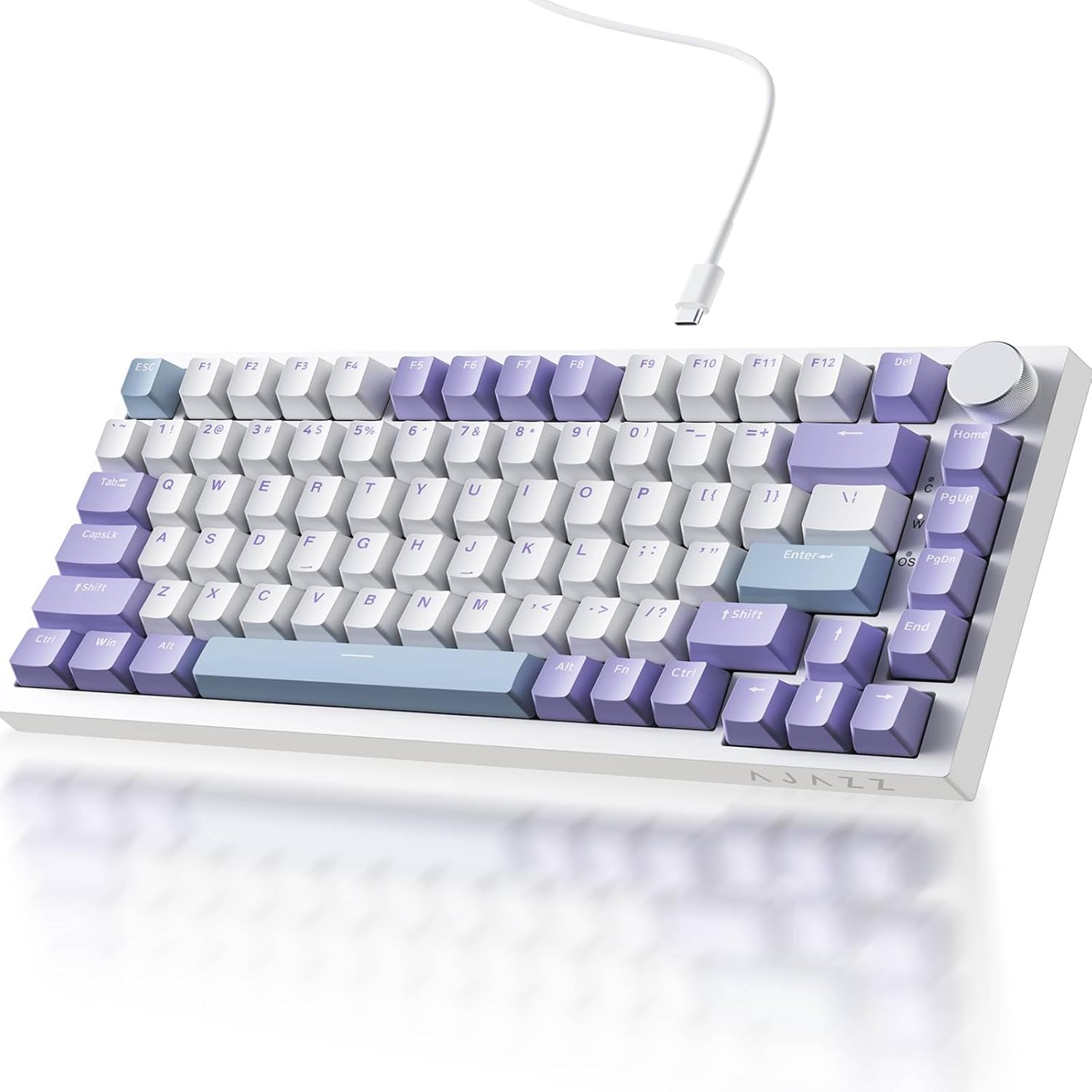 Clavier mécanique Ajazz AK820 violet avec bouton de volume et structure Gasket