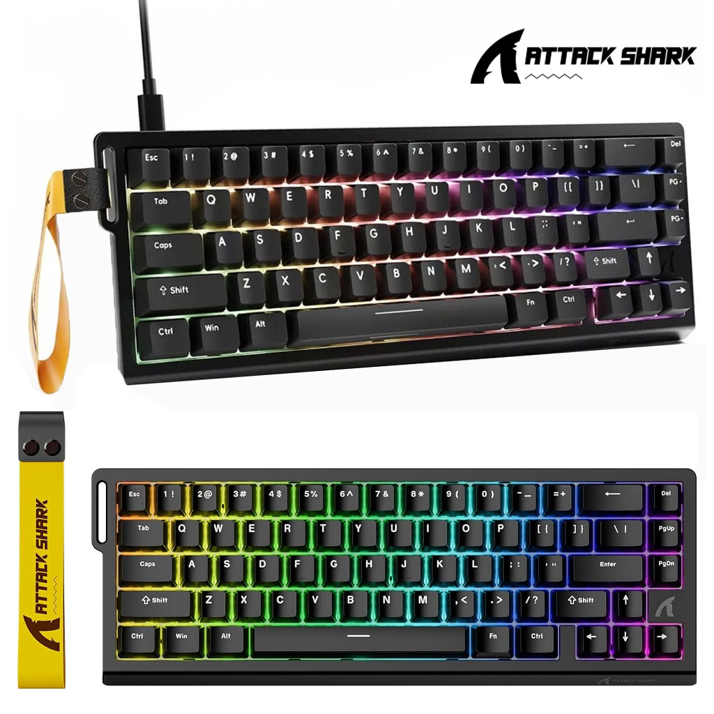 لوحة مفاتيح ألعاب مغناطيسية ATTACK SHARK X68HE 60% مع Rapid Trigger