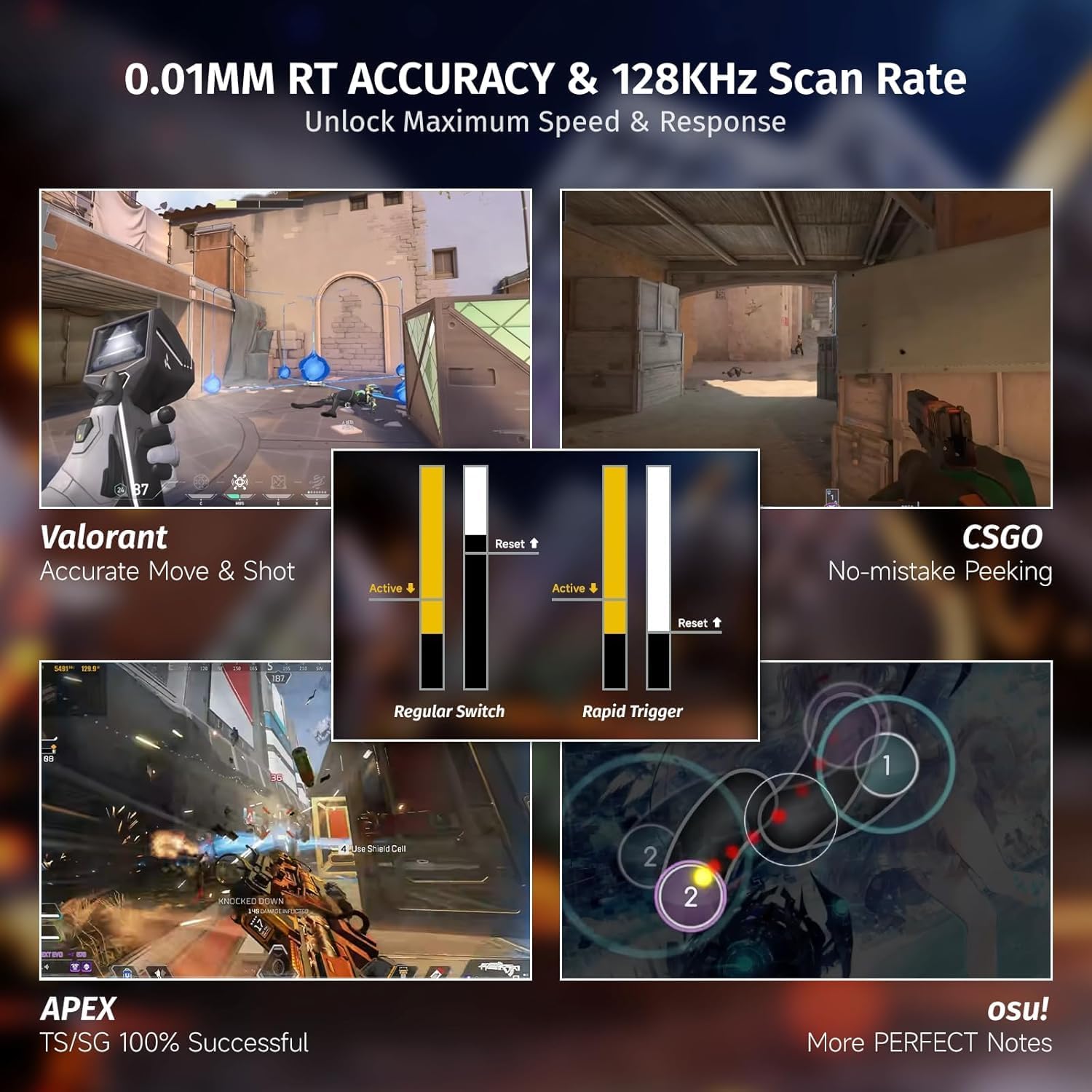 لوحة مفاتيح ألعاب مغناطيسية ATTACK SHARK X68HE 60% مع Rapid Trigger