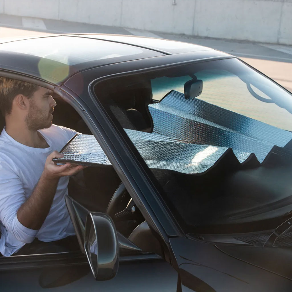Reflective car windshield sun shade
