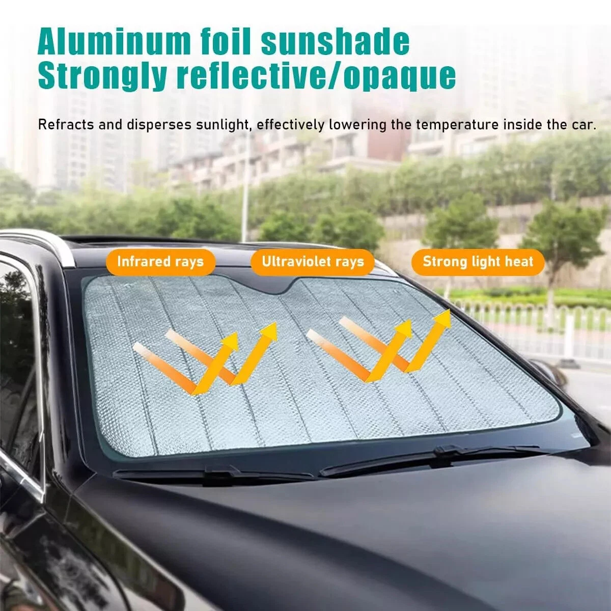 Reflective car windshield sun shade