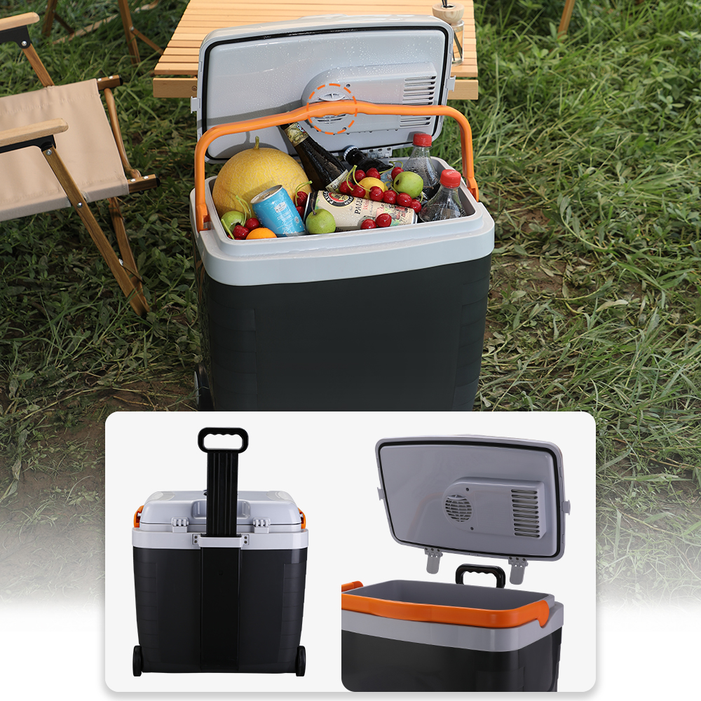 Portable thermoelectric cooler and warmer 28L with wheels