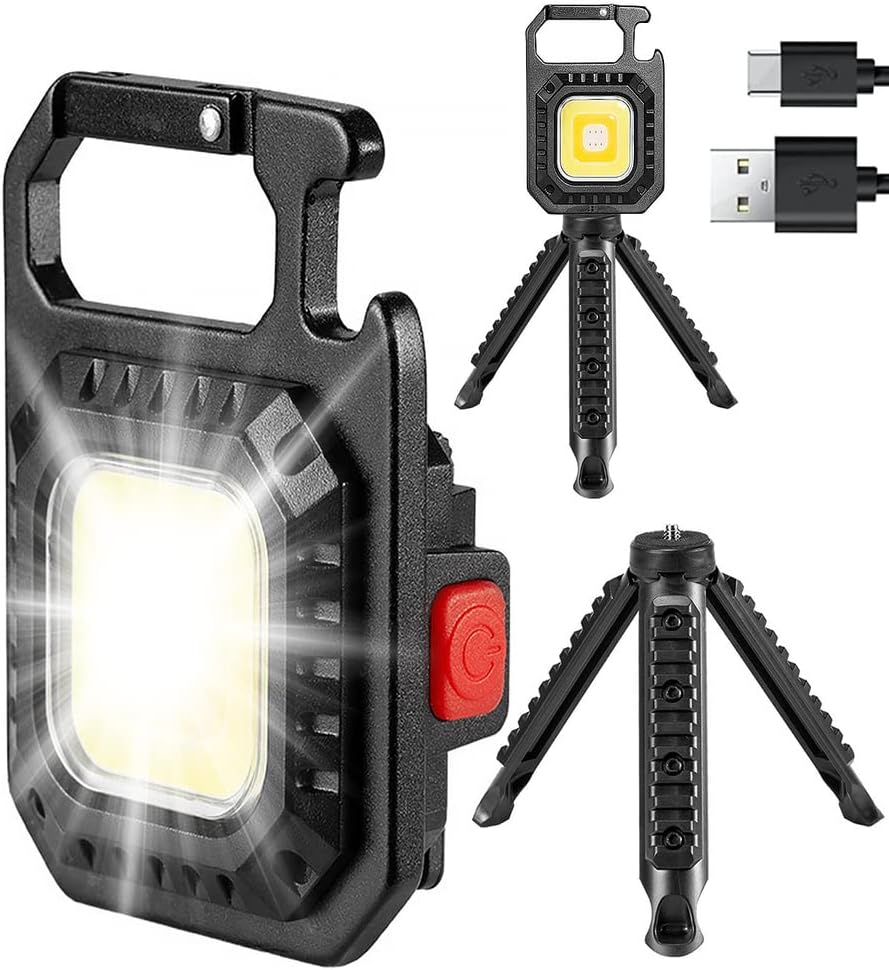 مصباح يدوي صغير COB LED قابل لإعادة الشحن مع حامل ثلاثي