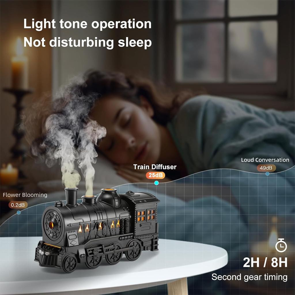 Train-shaped essential oil diffuser ultrasonic humidifier 300ml