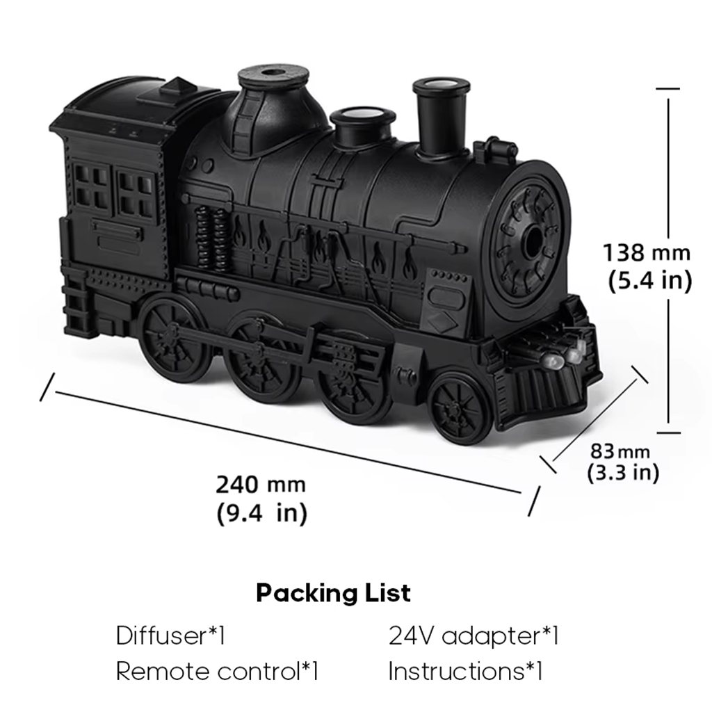 Train-shaped essential oil diffuser ultrasonic humidifier 300ml